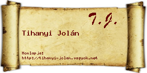 Tihanyi Jolán névjegykártya