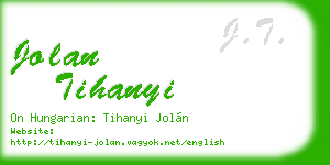 jolan tihanyi business card